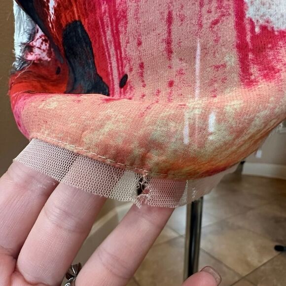 Gimmicks by BKE Art Deco Watercolor Chiffon Lace Tunic Women’s Size Small - Picture 8 of 16